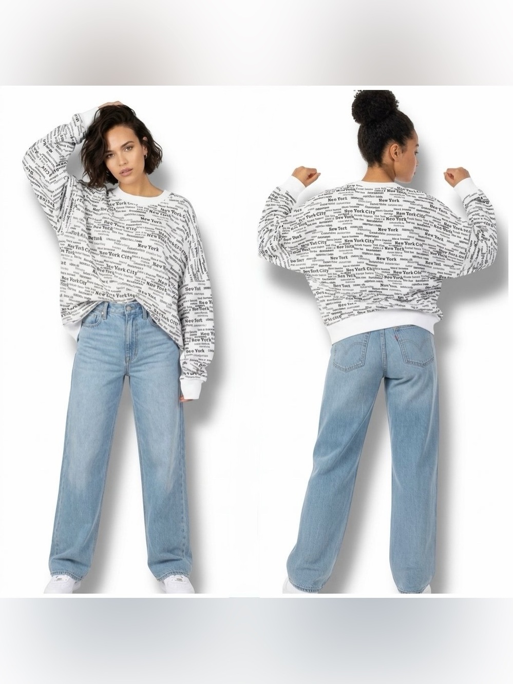 NWT Spirit Jersey New York City Newspaper Print Crewneck Sweatshirt Unisex Small